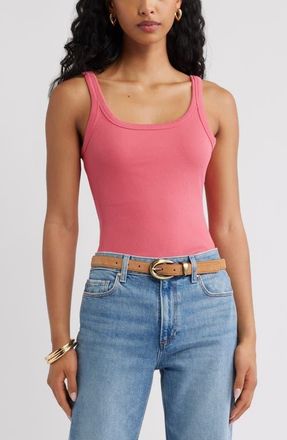Open Edit Rib Tank in Pink Party at Nordstrom, Size Xx-Small