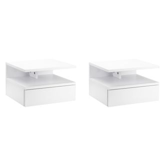 HOMCOM Floating Nightstand Set of 2 - Wall Mounted Bedside Cabinet with Drawer | TJ Hughes