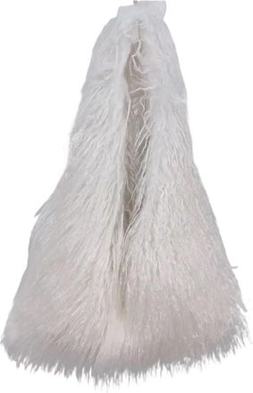 Generic Womens Plush Shoulder Bags Girls Faux Fur Drawstring Bucket Bag Fashion Female Furry Purse Tote Handbags(White)