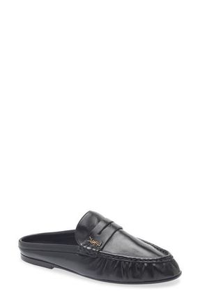Saint Laurent Le Penny Loafer Mule in Nero at Nordstrom, Size 10.5Us