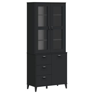 vidaXL Aparador Alto Viken Madera Maciza De Pino Negro 80x40x190 Cm Vidaxl