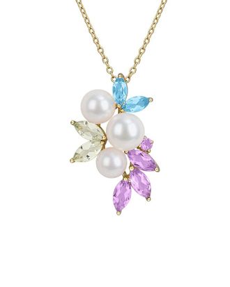 Rina Limor Gold-Plated Silver 2.25 ct. tw. Gemstone & 5-7mm Pearl Pendant
