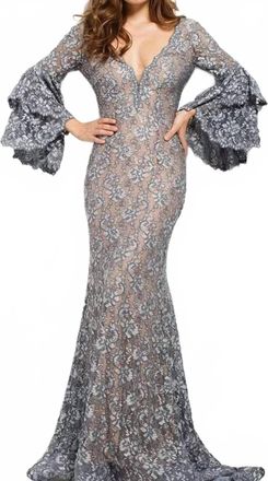 Jovani Mermaid Evening Gown In Navy