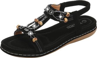 Generic Womens Sandals Summer Beach Flip Flops Thongs Ladies Bohemian Wedge Shoes Elastic T-Strap Braided Flat Sandals Clip Toe Boho Slingback Casual Vacation