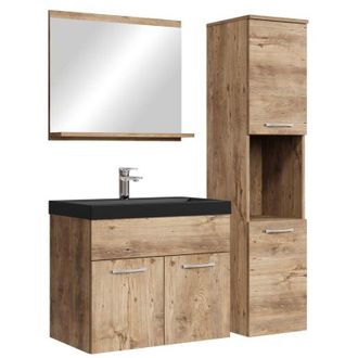 Badplaats Conjunto de ba&ntilde;o Montreal 60 x 35 cm - Roble Casta&ntilde;o - Mueble de
