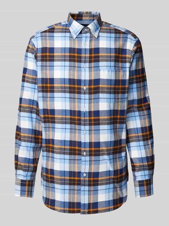 Christian Berg Regular Fit Flanellhemd mit Button-Down-Kragen in Bleu, Größe S