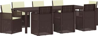 vidaXL Conjunto De Comedor De Jard&iacute;n 9 Uds. Marr&oacute;n Y Crema Pp Vidaxl