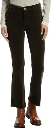 Kut from the Kloth Kelsey Corduroy High-Rise Fab Ab Ankle Flare With Raw Hem in Olive Womens Jeans Olive : 12 29.5, Cotton/Denim/Polyester