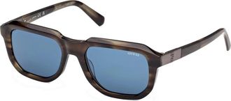 Guess Accessoires, Heren, Bruin, ONE Size, Rechthoekige Zonnebril met Platte Bovenkant
