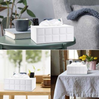 OEM Caja Rectangular De Piel Para Pa&ntilde;uelos Con 3 Compartimentos Organizador De Escritorio Tambi&eacute;n Apta Para Mandos A Distancia (blanca)