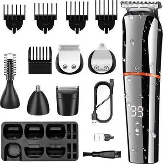 OEM Tijeras Y Maquinilla De Afeitar 6 En 1, Cuchillas De Cer&aacute;mica, Resistentes Al Agua, Color Negro