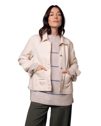 Celtic & Co. Boxy Patch Pocket Denim Jacket in Undyed Oatmeal at Nordstrom, Size 12