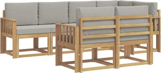 vidaXL Conjunto De Sof&aacute;s De Exterior 7 Uds. Blanco Y Gris Claro Vidaxl
