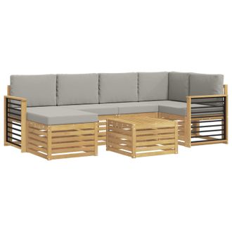 vidaXL Conjunto De Sof&aacute;s De Exterior 7 Pcs Blanco Y Gris Claro Vidaxl