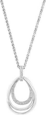 Effy Sterling Silver Diamond Open Teardrop Pendant Necklace in White at Nordstrom Rack, Size 18