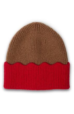 Saachi Scallop Trim Beanie in Brown at Nordstrom Rack