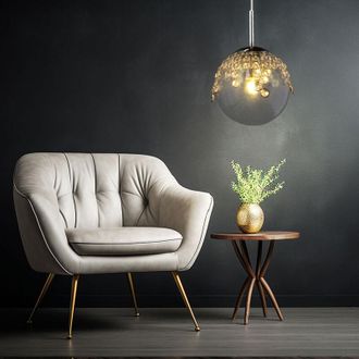Globo Lighting Lampada a sospensione lampada a sospensione lampada a sfera illuminazione interna gas chiaro, metallo, cromo, cristalli k, 1x attacco E27, DxH 20x150