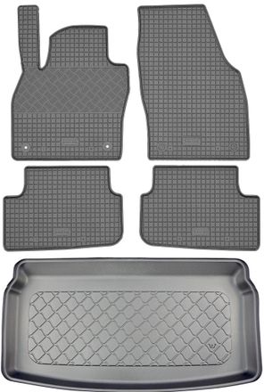 OEM Audi A1 Gb Sportback Hatchback (5 Puertas) Desde 07.2018 Set - Alfombrillas De Goma Para Coche + Alfombrilla Para Maletero