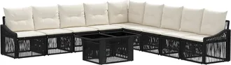 vidaXL Conjunto De Sof&aacute;s De Jard&iacute;n 10 Uds. Negro Y Blanco Crema Vidaxl