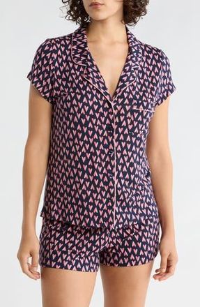 Nordstrom Rack Tranquility Shortie Pajamas in Navy- Pink Painted Hearts at Nordstrom Rack, Size X-Large