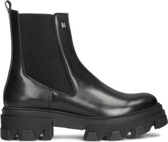 Kazar Leren Slip-On Sneakers met Elastische Inzetstukken - Dames - Chelseaboots - Zwart - 41 EU - Leer - Schoenen