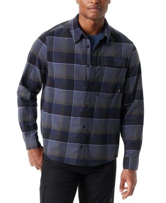 G.H. Bass & Co. Bass Outdoor Shirt Mens Ombre Blue Plaid Flannel Classic Fit UPS1269