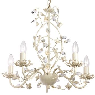 Loops Hanging Flush Ceiling Pendant 5 Light CREAM GOLD Chandelier Lamp Bulb Holder
