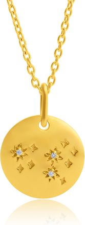 MAX + STONE Vermeil Aquarius Zodiac Pendant Necklace with White Sapphire Accents