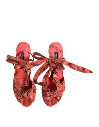 Dolce & Gabbana Womens Coral Python Leather Heels Sandals Shoes