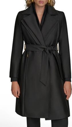 DKNY Double Collar Cotton Blend Trench Coat in Black at Nordstrom, Size X-Large