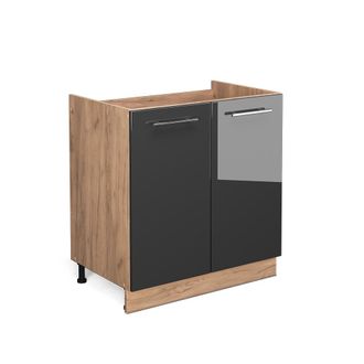Vicco Armario Bajo Para Fregadero Fame-line, Antracita Alto Brillo, 80 Cm Sin Encimera Vicco