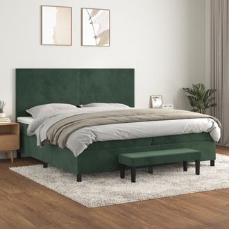 vidaXL Vidaxl - Cama Box Spring Con Colch&oacute;n Terciopelo Verde Oscuro 200x200 Cm
