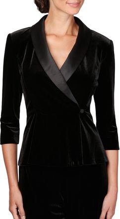 Alex Evenings Velvet Tuxedo Top in Black at Nordstrom, Size Large