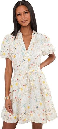 Vince Camuto Puff Sleeve Aline Belted Mini Dress Womens Dress Ultra White : 2XL, Linen/Lyocell/Nylon