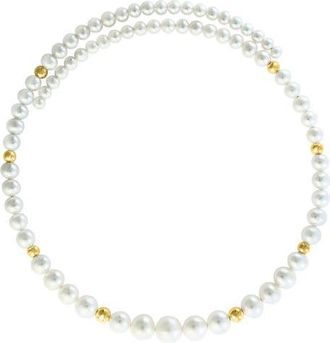 Effy 14K Yellow Gold Freshwater Pearl & Gold Bead Strand Necklace in 14K Gold at Nordstrom, Size 17