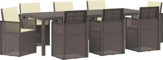 vidaXL Conjunto De Comedor De Jard&iacute;n 9 Uds. Gris Claro Y Crema Pp Vidaxl