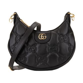 Gucci GG Embossed Leather Shoulder Bag - female - Gucci - Cross Body Bags - Black - ONE SIZE - Bags