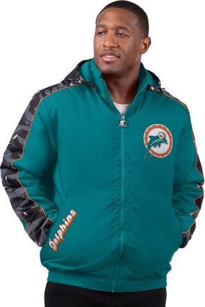 Starter Mens Starter Aqua Miami Dolphins Thursday Night Gridiron Full-Zip Hoodie Jacket at Nordstrom, Size Xx-Large