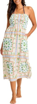 Tommy Bahama Poolside Palms Strapless Cover-Up Dress in White at Nordstrom, Size X-Large