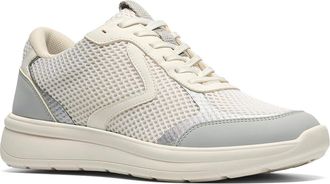 Clarks Ezrinn Tie Womens Shoes White/Grey Textile : 7.5 B - Medium