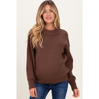 Pinkblush Wide Neck Drop Shoulder Sweater in Brown at Nordstrom, Size Medium