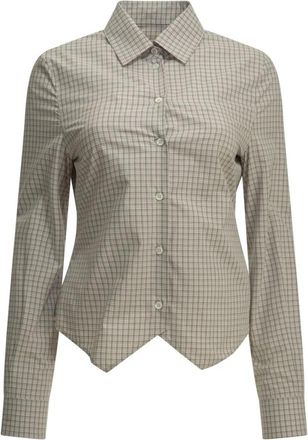 Maison Margiela Gestreepte blouse met lange mouwen en knoopsluiting - Dames - Overhemden - Grijs - S - Katoen - Overhemden