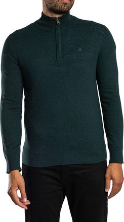 Superdry Ess LW Wollen Mix Gebreide Trui Met Halve Rits, Groen