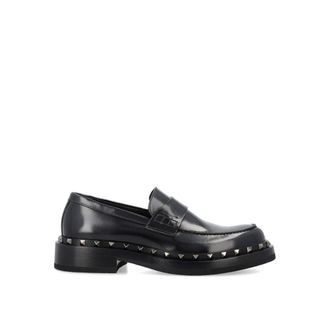 Valentino Garavani Black Calfskin Platform Womens Loafers