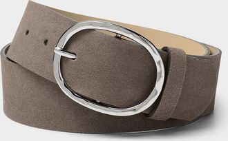 Simons Womens Hammered rounded buckle wide suede belt