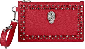 Philipp Plein Faux-Leather Crystal Stud Clutch Bag
