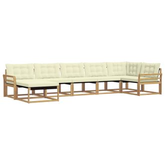 vidaXL Conjunto De Sof&aacute;s De Exterior Con Coj&iacute;n 7 Pcs Blanco Y Crema Vidaxl