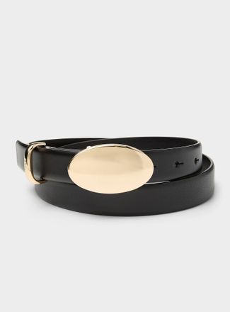 BOSS Womens Valory oval buckle matte leather belt