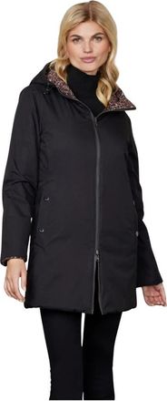 Junge Luipaardprint Hooded Jacket Comfort Fit - Dames - Winterjassen - Zwart - 2XL - Polyester - Jassen