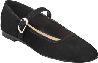 Marc Fisher Garissa Mary Jane Flat in Black Nubuck Leather at Nordstrom, Size 6.5